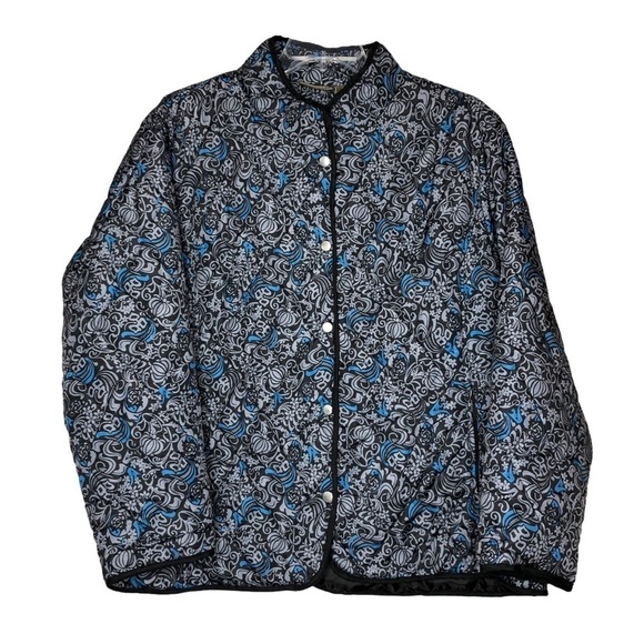 NEW Blue, Gray & Black Lightweight Puffy Snap Front Jacket w/ Pockets - Size 2X - Picture 1 of 5